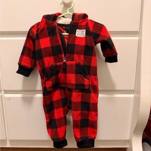 Carter's Red and Black Checkered Footie